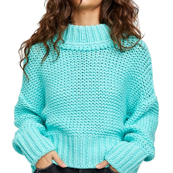 Free People Sweaters - Free People My Only Sunshine Aqua Sweater NWT